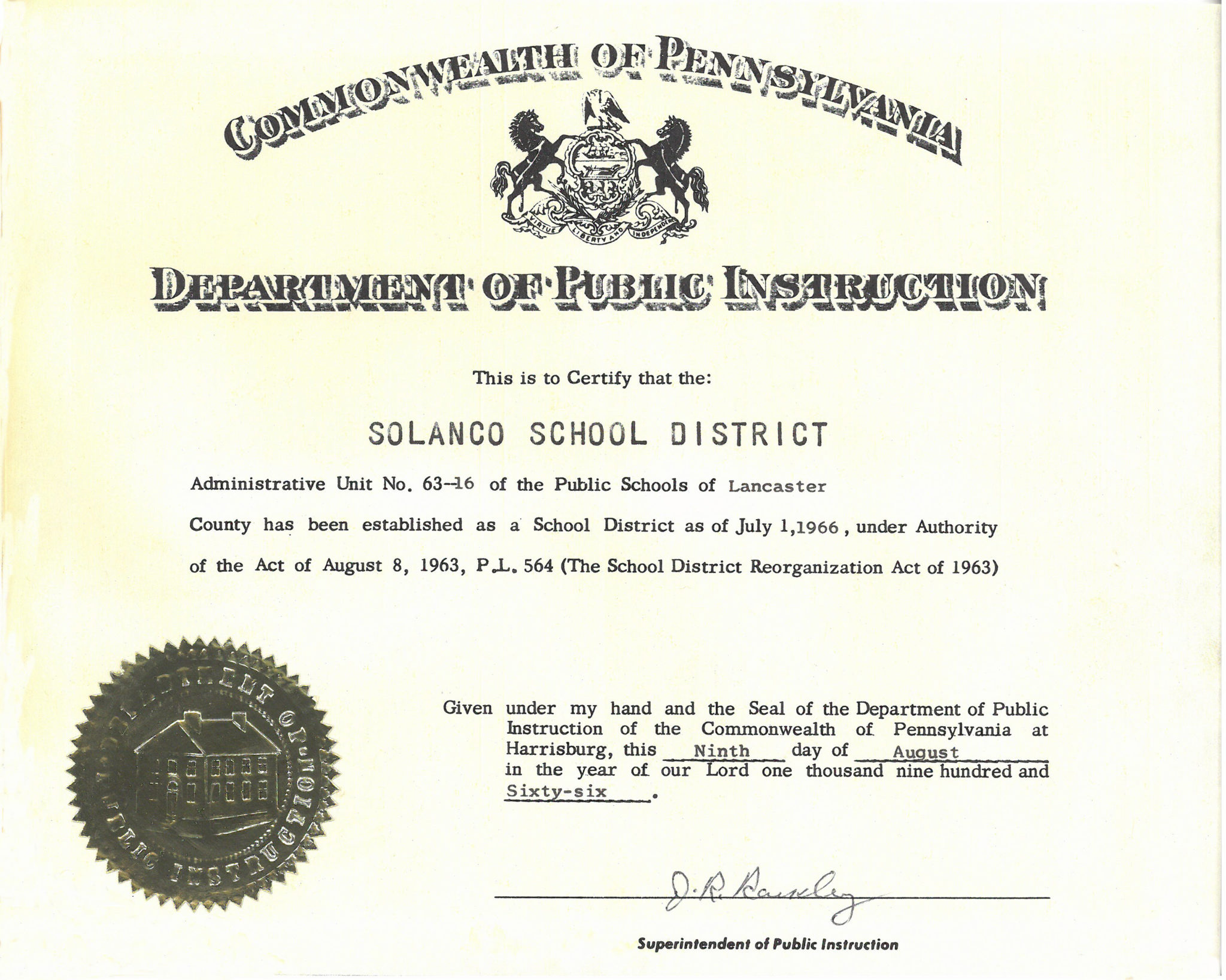 History of Solanco The Solanco School District